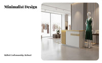 Receptionist Desk Modern Front Desk Reception Counter Sturdy Construction Varnished Finish with Ambient Lighting Suitable for Business Owners Office Salon Retail
