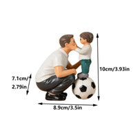 Father Son Soccer Figurine Resin Material Father and Son Sports Statue Gift Idea
