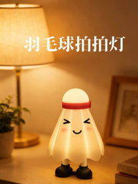 创意羽毛球硅胶拍拍灯 萌趣USB充电桌面卧室床头灯儿童礼品小夜灯
