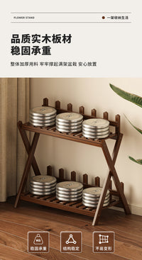 Solid Wood Plant Stand Indoor Outdoor Floor Display Rack for Balcony Living Room