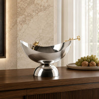 Pedestal Fruit Bowl Metal Fruit Tray Semicircular for Cafe