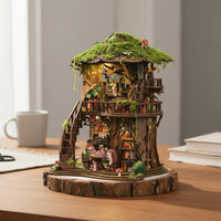 Miniature Forest House Beginner Friendly DIY Book Nook Press Switch for Desk