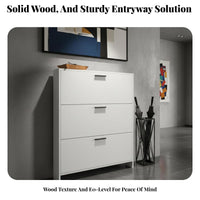 Solid Wood Construction Slim Shoe Cabinet Space Saving Entryway Shoe Storage Large Capacity Wooden Entryway Cabinet Easy Assembly for Families, Homeowners, Apartment Dwellers, Hallway, Bedroom, Closet, Living Room