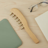 Wooden Massage Comb with Brass Pins Handheld Wooden Massage Comb for Travel