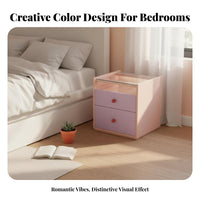 Wavy Front Cabinet glass surface Nightstand Dopamine Decor for Bedroom, Young Adults