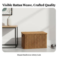 Woven Hamper with Lid Large Capacity Storage Basket Multipurpose for Families