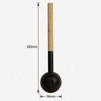Sauna Room Bamboo Handle Water Scoop with Long Handle for Steam Room, Black, for Sauna and Spa
