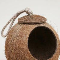 Coconut Bird Nest Box, Handmade Nest House with 7cm Opening and Rope Loop, Breeding Space for Medium Birds in a Bird Cage