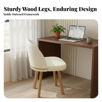 Upholstered rotating Chair with Casters Creamy and design Upholstered Vanity Chair