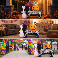 Skeleton Dog Inflatable Halloween Decoration Halloween Yard Decoration Outdoor Festive for Party, Entryway