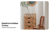 Wicker 4-Drawer Unit Japanese Design 4-Drawer Basket Stand Hand-Woven Easy Assembly for Parents, Bedroom