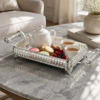 Metal Serving Tray Silver Rectangular Serving Tray Easy to Clean