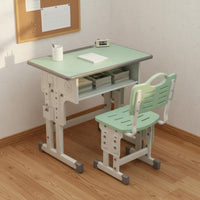 Ergonomic Design Children's Homework Table and Chair Rounded Corners Kids Desk and Chair Set Easy to Assemble Height Adjustable Study Table Pen Slot for Students, Home, Bedroom