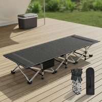 Breathable Material Single Folding Cot Bed Installation-Effortless Office Rest Lounger Reinforced Frame Temporary Furniture Quiet Design for Camping