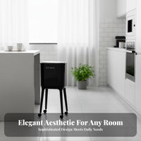Trash Can with Wheels Large Capacity Press Top Garbage Can Rolling Kitchen Garbage Bin No-Bend Design Slim Kitchen Waste Basket