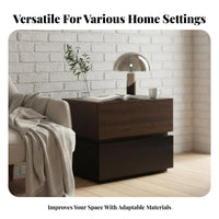 Walnut Finish Stackable Drawer Unit pure Wood Stackable Drawer Block Paintzero-VOC Nightstand configurable Design for Apartment Dwellers, Homeowners, Bedroom, Small Spaces, Dorm Room, Entryway