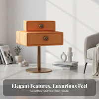Rotating 2-Drawer Side Table Light Luxury Bedroom Furniture Space-Saving