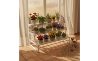 Floor-Standing 3-Tier Plant Stand Slatted 3 Tier Plant Stand Decorative Shelving Unit Space-Saving for Gardeners, Balcony, Patio, Living Room, Corner