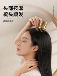 Pure Brass Massage Comb for Scalp Meridian, Wide-Tooth Comb for Scraping, Wellness Center Same Style