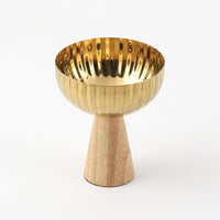 Stainless Steel Fruit Bowl with Wooden Base