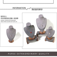 胡桃木绒布人像架项链吊坠首饰架珠宝橱窗陈列展示架饰品柜台摆件