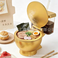 Novelty Toilet-Shaped Metal Ramen Bowl Set