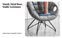 Rotating Upholstered Chair Padded Seat Tufted Bowl-Shaped Chair for Balcony