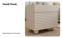 Fluted Drawer Nightstand Sturdy Construction Ribbed Front End Table for Hallway