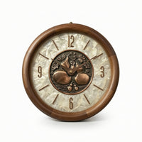 Clock with Wood-Grain Frame Ornate Clock with Iridescent Dial Analog for Office