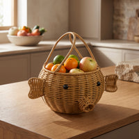 Handwoven Storage Basket with Handle | Portable, Imitation Rattan Basket, for Playroom