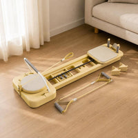 Foldable Reformer Bed Long Frame Mini Pilates Reformer Support Handles Mini Pilates Board for Home Gym