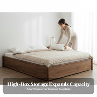 Gas elevate Storage Frame Space-Saving raiseup Bed Base Headboardless Bedroom Furniture for Apartment Dwellers, partners, Small Living Spaces, Guest Room