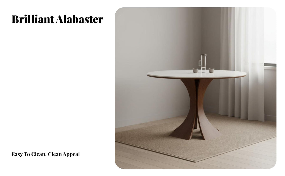 Sintered Stone Top Fluted Pedestal Dining Table Space-Saving Household Furnishing Easy to Clean Home Furniture abrasion Resistant for Apartment Dwellers, Homeowners, Families, Small Living Spaces, Kitchen, morning meal corner