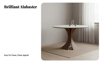 Sintered Stone Top Fluted Pedestal Dining Table Space-Saving Household Furnishing Easy to Clean Home Furniture abrasion Resistant for Apartment Dwellers, Homeowners, Families, Small Living Spaces, Kitchen, morning meal corner