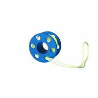 Lightweight Luminescent-in-the-Dark Line Spool Ornament Portable Miniature Diving Line Reel Anodized Finish Aluminum Finger Spool Keychain CNC Machined for Divers, Backpack Decoration