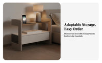 Nightstand with Drawers and Shelf Charging Single-Drawer Table with Shelf Minimalist Design Bedside Cabinet for Students, Hotel Room, Hallway