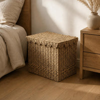 Linen Hamper Handwoven Woven Laundry Basket Lightweight Woven Laundry Hamper for Bedroom, Closet