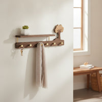 Wall Mounted Coat Rack Solid Wood Coat Rack with Shelf Modern Rustic Sturdy for Entryway, Bedroom