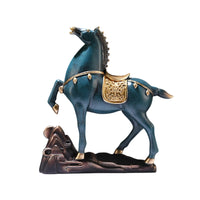 Tabletop Horse Statue Metallic-Finish Decor Ornate for Study, Office