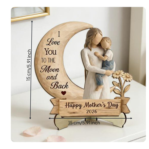 Mother's Day Wooden Plaque Loving Message Heart Shaped Love Ornament