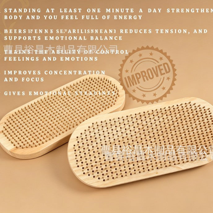 Wooden Yoga Meditation Foot Pedal with Acupressure Massage Board