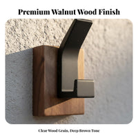 Drill-without Drilling Installation Black Walnut Wood Hanger Easy to Install Walnut Wood Coat Hanger Multi-Functional for Behind Door