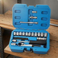 29 Pieces 1/4-Inch Through-Socket Ratchet Tool Set Hard Carrying Case