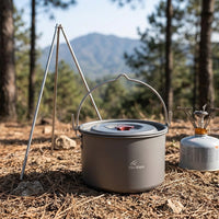 Hard Anodized Aluminum Cookware Set, Camping, Pot, With Lid, Lightweight, Outdoor Cooking Utensils