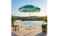 Tassel Beach Umbrella Water Resistant Canopy Tassel Fringe Umbrella Waterproof Fringed Garden Parasol for Patio, Poolside