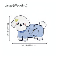 Bichon Frise Wall Clock Unique Gift Wagging Tail Dog Clock for Living Room, Kids
