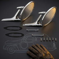 Vintage Car Rearview Mirrors Long Tapered Arms Vintage Round Car Mirror