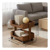 Mobile Bookshelf Large Capacity Mobile Storage Shelves Open Design Solid Wood Storage Trolley for Bedroom, Office