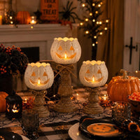 Vintage Pumpkin Candle Holder Set of 3 for Fall Decor