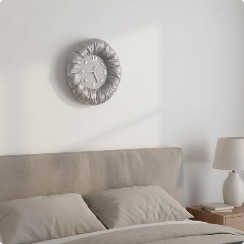 Ruched Fabric Clock 30 Cm Fabric Wall Clock Round Timepiece for Bedroom
